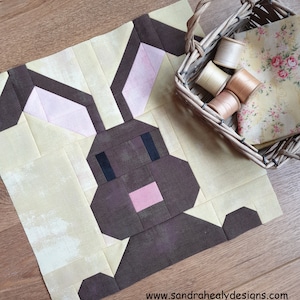 Quiltblokpatroon konijn, pdf instant download, machinaal bewerkt, paashaasquilt, naaipatroon konijn, konijntjesquilt