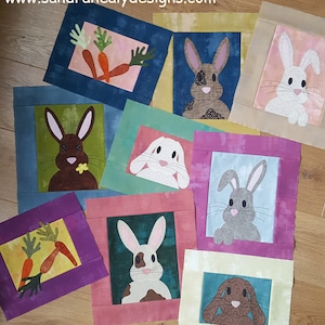 Bunny Rabbit Quilt Pattern, Digital PDF Pattern, wall hanging, cot quilt, easy machine applique image 10