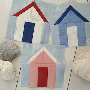 Beach Hut Nautical Quilt Block Pattern, Instant Digital Download PDF file, Easy Quilt Block