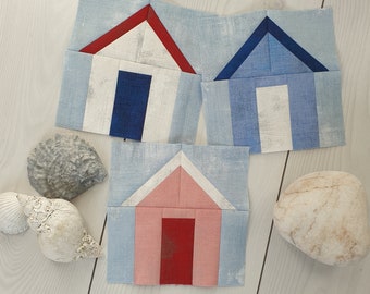 Beach Hut Nautical Quilt Block Pattern, Instant Digital Download PDF file, Easy Quilt Block