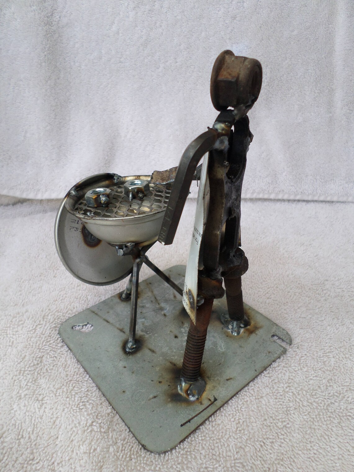 Welded Scrap Metal Grill Master Sculpture Etsy