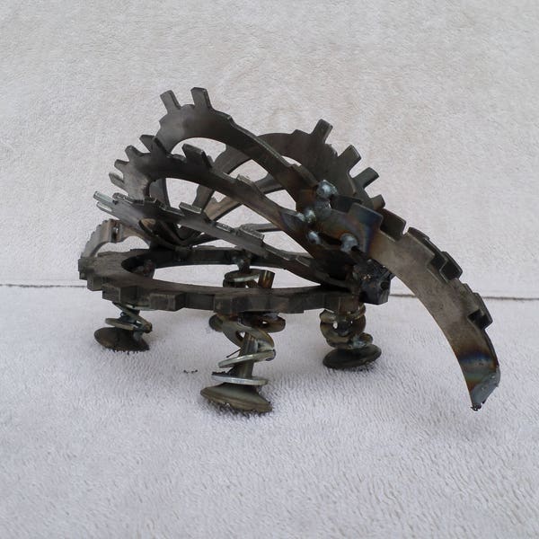 welded scrap metal armadillo sculpture