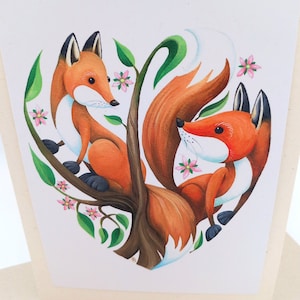 Foxes-wenskaart, blanco kaart, fox art-kaart, milieuvriendelijke kaarten, gerecyclede kaarten, natuurkaart, natuurliefhebberkaart, vos-valentijnskaart