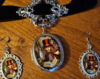 Alice in wonderland  locket set unisex made to measure