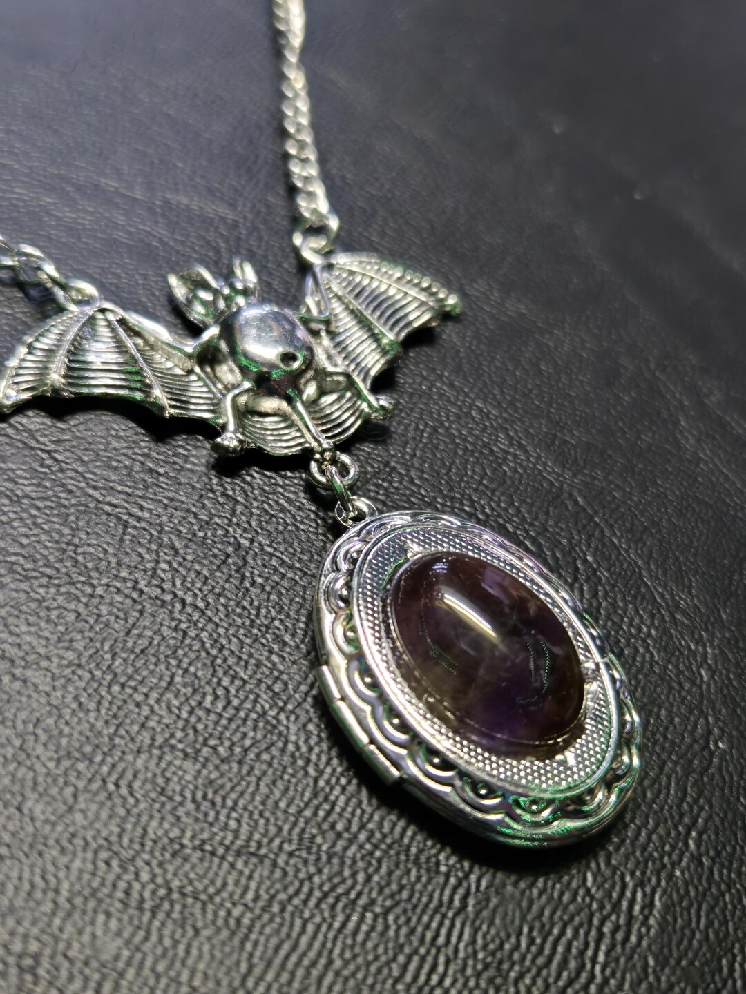 Vampire Bat Gemstone Locket Pendant Necklace #gemstone Locket#gothic ...