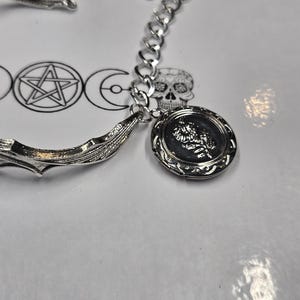 Vampire bat bracelet made to measure flexible unisex gothic bat lovers bracelet gothic jewellery floral locket
