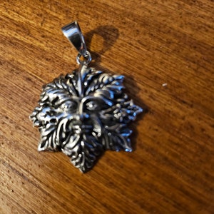 Sterling silver  green man pendant unisex