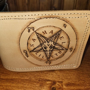 cartera de cuero hecha a mano sigilo de baphomet