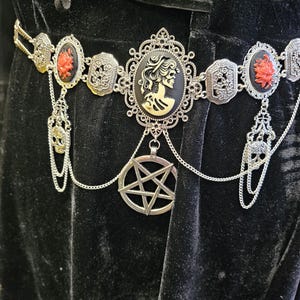 Cinturones góticos steampunk, cinturón de calavera, cinturón de disfraz