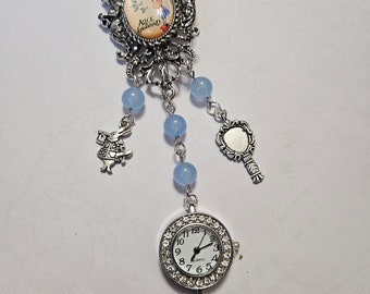 alice in wonderland  with watch choker necklace  unisex unusual