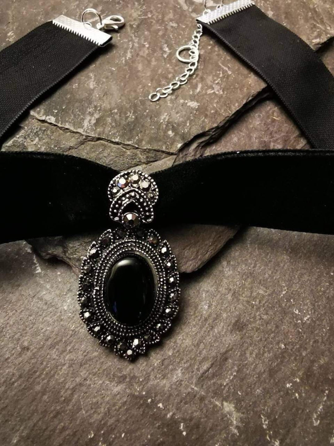 Gemstone Pendant and Velvet Ribbon Gothic Choker Made to Measure - Etsy