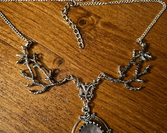 Gemstone and branch celtic pagan witchy  necklace