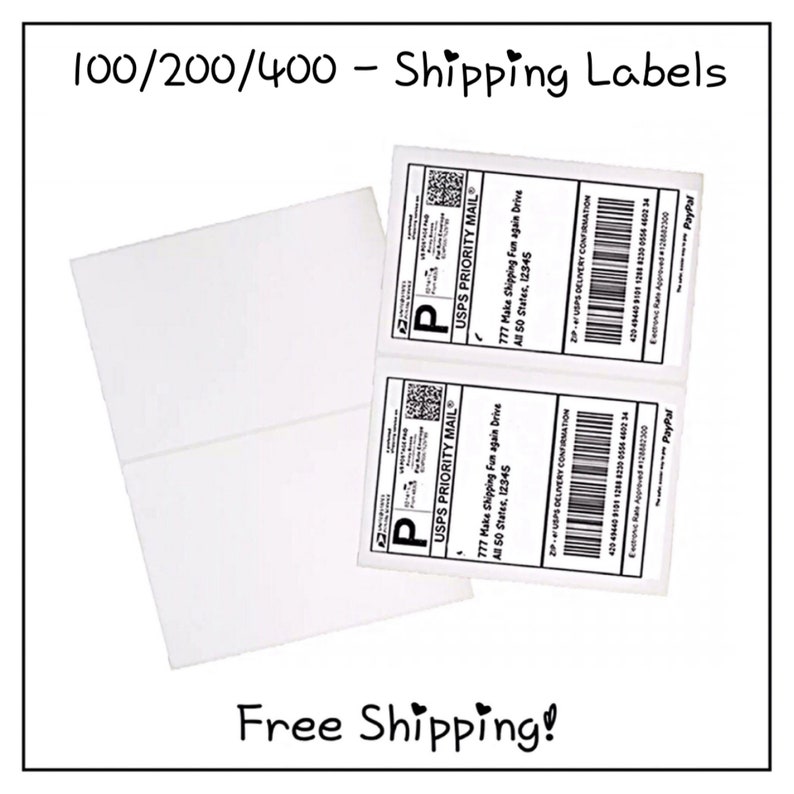 100/200/400 Pack Self Adhesive Shipping Labels Half Sheet Etsy
