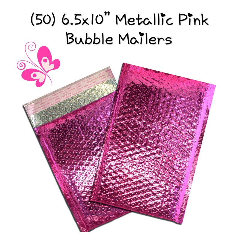 50 Pack 6.5x10 Metallic Pink Bubble Mailers Etsy