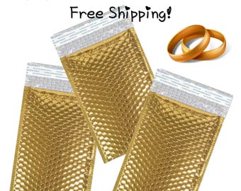 FREE SHIPPING! (20 Pack) 6.5x10" Metallic Gold Bubble Mailers