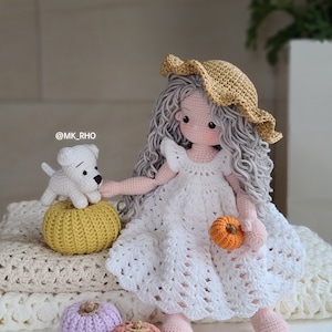 Amigurumi Girl Crochet Doll Pattern: Two Dresses & Hat (PDF)