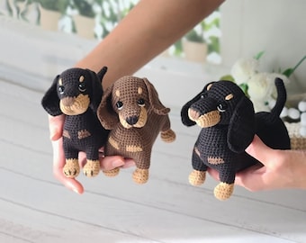 crochet dachshund, amigurumi dog, pdf, crochet dog pattern,