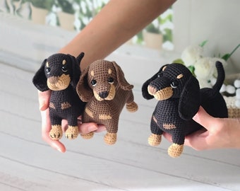 Teckel au crochet, chien amigurumi, pdf, modèle de chien au crochet,