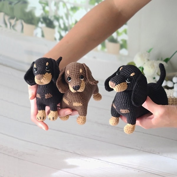 Wzór na szydełkowego jamnika: Pies amigurumi (PDF)