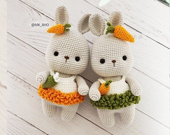 Amigurumi pattern, MiniBunny2, Crochet bunny and carrot, PDF, Crochet easter