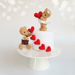 Patrón amigurumi, Be My Valentine, Pastel de crochet, osito de crochet, corazón de crochet, PDF, Patrón de crochet, patrón de peluche de animales de crochet.
