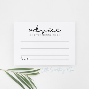 Printable Advice for Mommy Card Advice for Mommy to Be Baby Shower ...