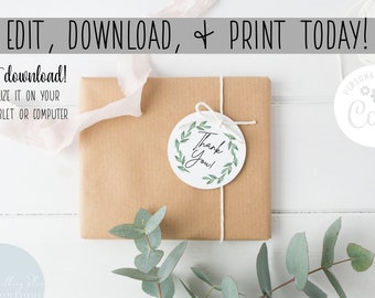 Thank You Tags Greenery Bridal Shower Baby Shower Gift Tags Thank You Printable Instant Download DIY Favor Tags