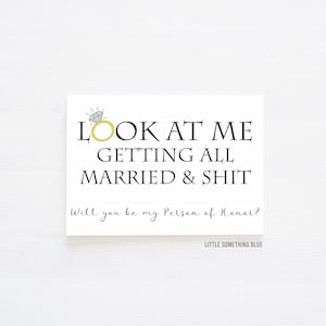 Will You Be My Person of Honor Card Grappig Bruidsmeisje Bruidsmeisje Voorstel Bruiloft Partij Kaart Persoon van Eer Kaart Volwassen Humor Afdrukbaar