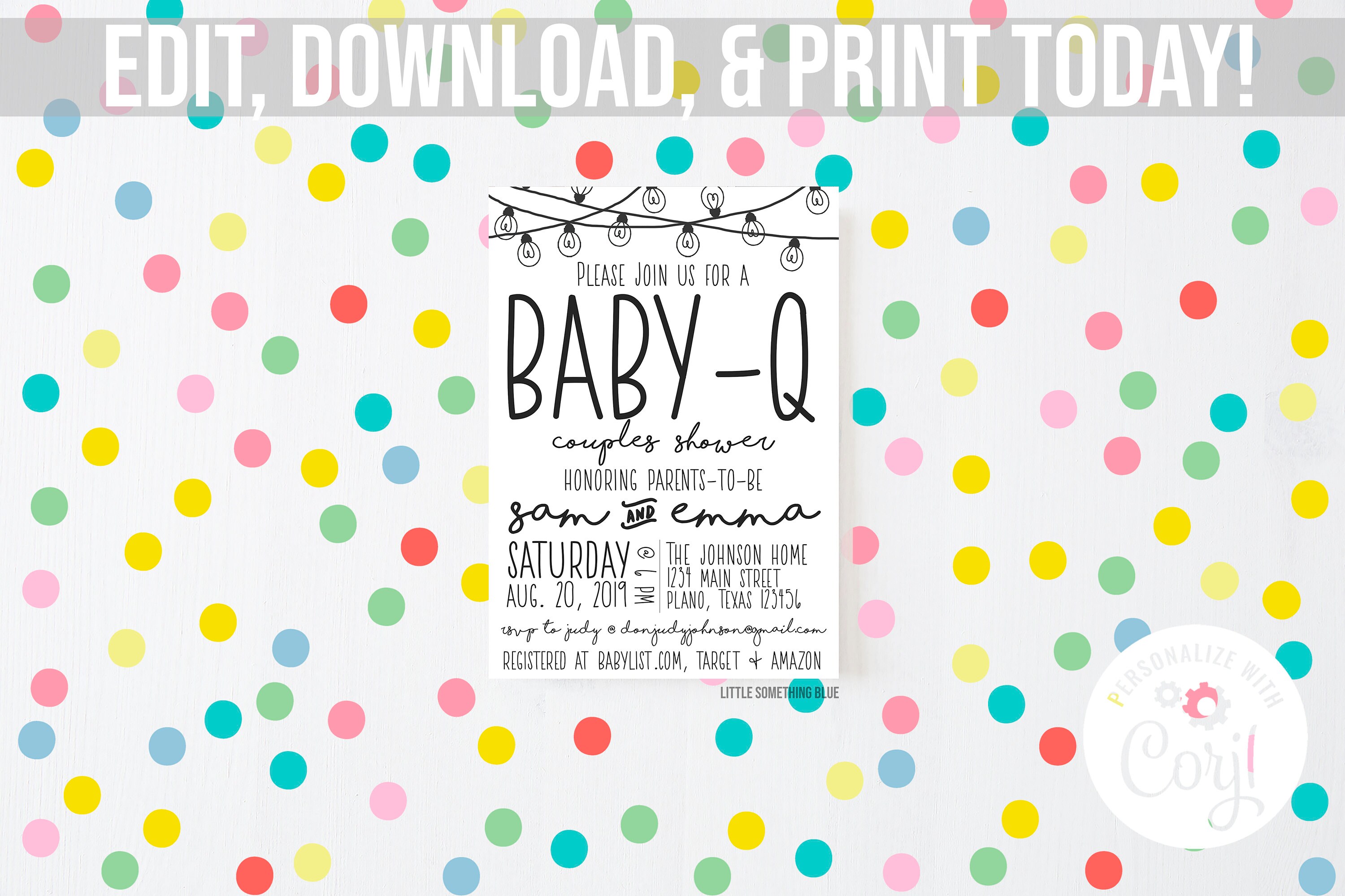 Printable Baby-q Invitation Baby Shower Couples Shower Baby Q - Etsy