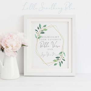 Printable Highlight your Favorite Bible Verse Sign // Wedding Sign // Sign our Bible // 8x10 // Printable // EUCALYPTUS // Greenery and Gold