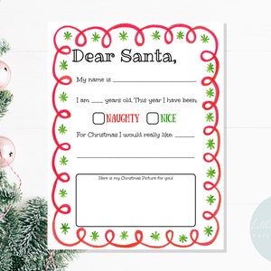 Letter To Santa, Santa Letter Kids Letter To Santa Printable Letter To Santa Santa Wish List Santa Claus Letter Christmas Activity Printable