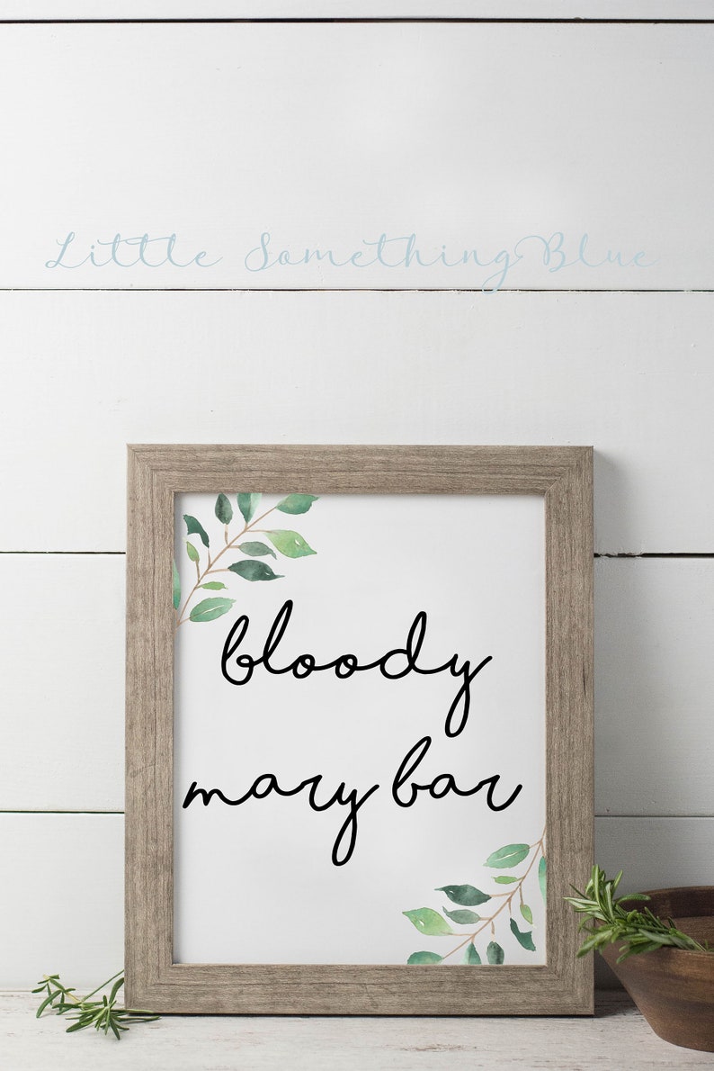 Printable Greenery Bloody Mary Bar Sign Drinks Bar Sign Bridal - Etsy