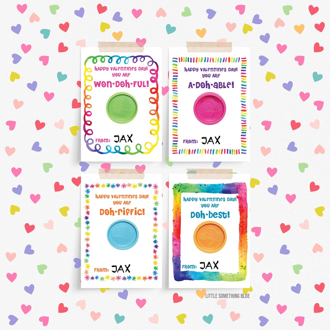 Playdoh Printable Valentine's Cards Candy Free Valentine | Etsy