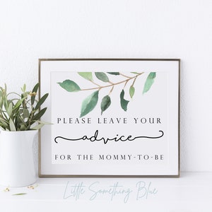Printable Advice for Mommy to Be Sign Advice for the Mommy to Be ...