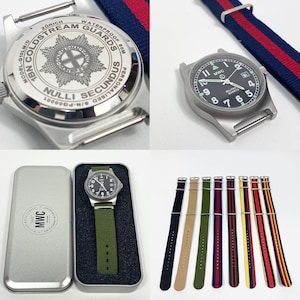 Personalised Engraved Military Watch G10LM 50M MWC Bespoke Quartz Wristwatch Personalize Any Logo, Any Text With Watch Strap with Case