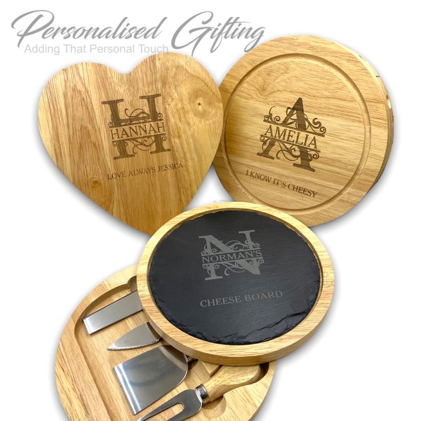 Personalised Wood Cheese Board Serving Set Personalised Wooden Cheeseboard Set Slate Engraved Chop Board Bread Cutting Block Custom Made