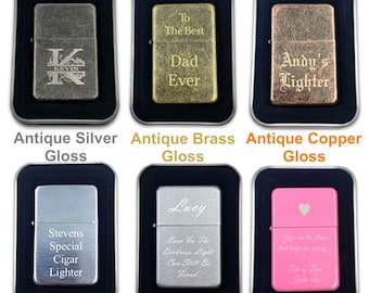 Personalised Engraved Lighter Any Text Any Logo Personalized Metal Flip Refillable Lighters Engraved Gift Set Tin Wedding Gift Fathers' Day