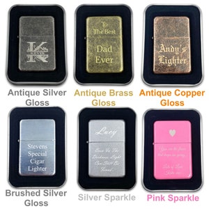 Personalised Engraved Lighter Any Text Any Logo Personalized Metal Flip Refillable Lighters Engraved Gift Set Tin Wedding Gift Fathers&#39; Day