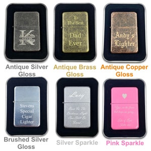 Personalised Engraved Lighter Any Text Any Logo Personalized Metal Flip Refillable Lighters Engraved Gift Set Tin Wedding Gift Fathers' Day