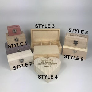 Small Engraved Wooden Keepsake Trinket Box Personalised Square Wood Painted & Plain Boxes Personalized Shabby Chic Gift Box Storage Keepsake