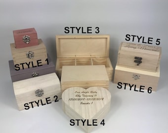 Small Engraved Wooden Keepsake Trinket Box Personalised Square Wood Painted & Plain Boxes Personalized Shabby Chic Gift Box Storage Keepsake