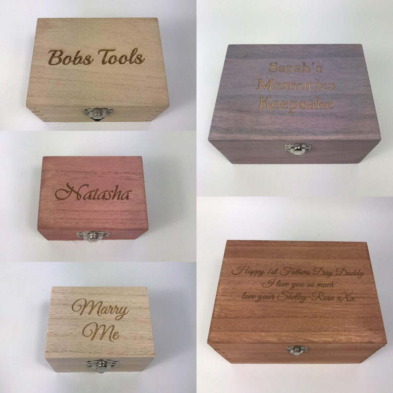 Small Engraved Wooden Keepsake Trinket Box Personalised Square Etsy