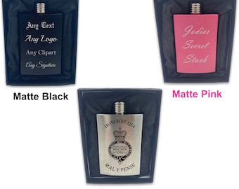 Engraved Hip Flask: Personalised Metal Flask with Gift Box
