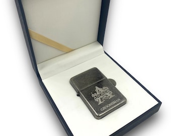 Personalised Wedding Lighter Monogram with Presentation Box Engraved Refillable Lighters, Groomsman Gift, Best Man, Stag Do Present