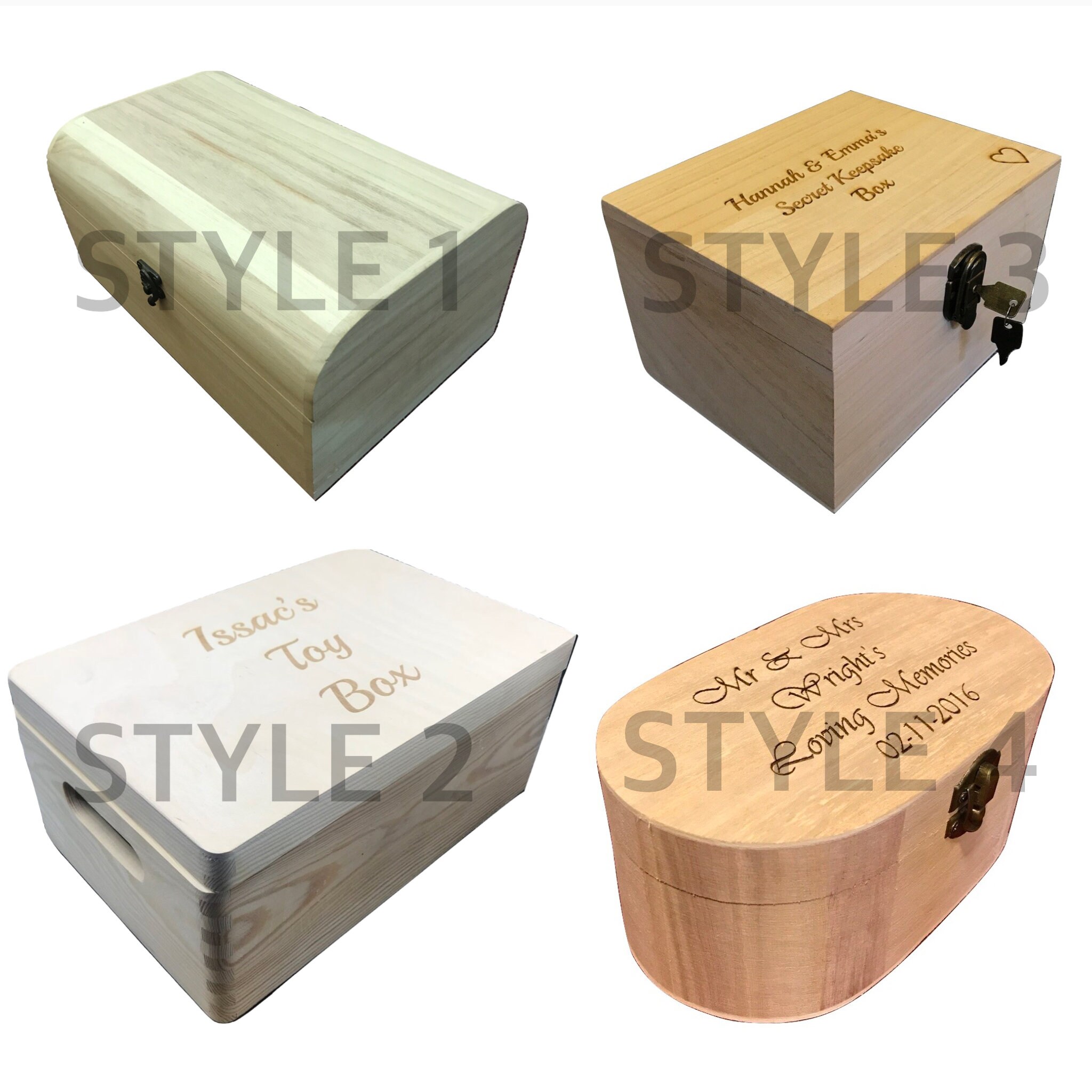 Personalised Engraved Large Wooden Gift Boxes Painted or Plain Etsy