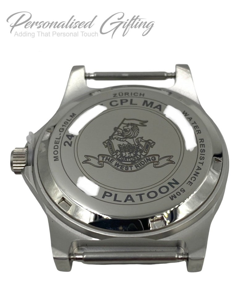 Personalised Engraved Military Watch G10LM 50M MWC Bespoke Quartz Wristwatch Personalize Any Logo, Any Text With Watch Strap with Case imagen 7