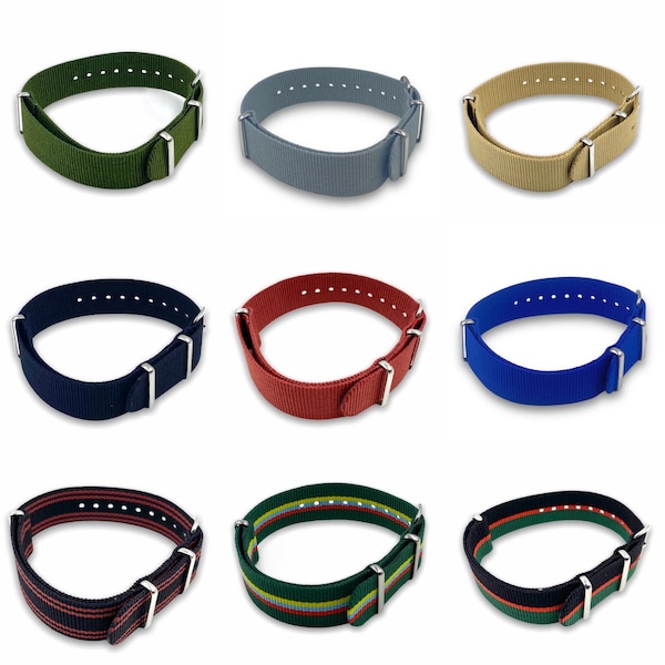 18mm 20mm G10 Universal Nylon Military Watch Strap Black Olive Green Desert Blue Maroon SASC Royal Gurkha Rifles Duke of Lancaster Regiment