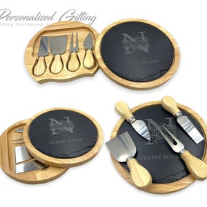 Personalised Wood Cheese Board Serving Set Personalised Wooden Cheeseboard Set Slate Engraved Chop Board Bread Cutting Block Custom Made