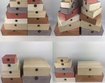 Personalised Square Wood Plain & Painted Boxes Small Personalized Shabby Chic Gift Box Large Engraved  Rectangle Wooden Keepsake Trinket Box
