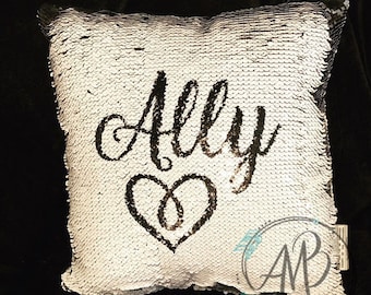 custom sequin pillow with hidden message